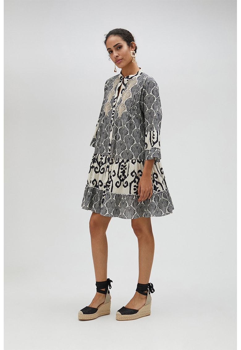 Разкроена рокля с принт - Черен/Мръснобял Lola casademunt