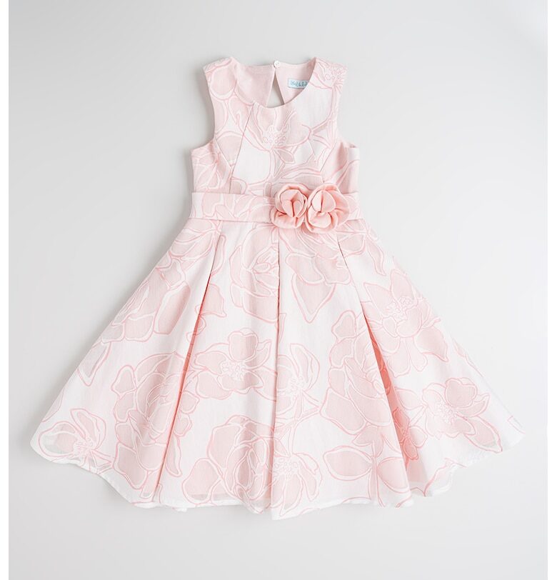 Разкроена рокля с принт и колан - Пастелнорозов/Бледо розово Abel  Lula