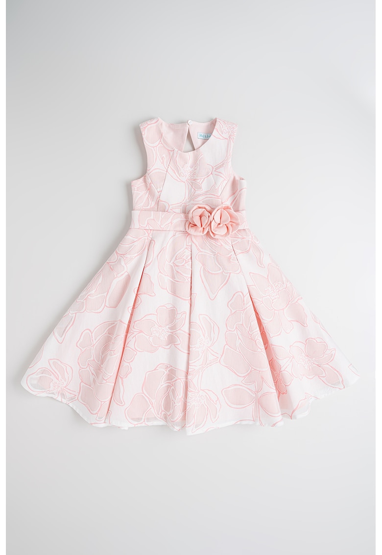 Разкроена рокля с принт и колан - Пастелнорозов/Бледо розово Abel Lula