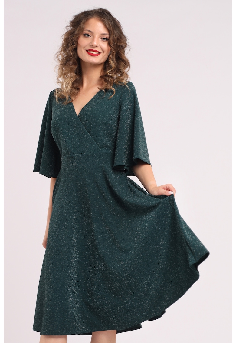 Разкроена рокля с разкроени ръкави - Зелен CAMISSI