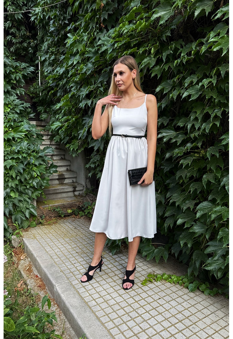 Разкроена рокля с регулируеми тънки презрамки - Ледено синьо Couture de Marie