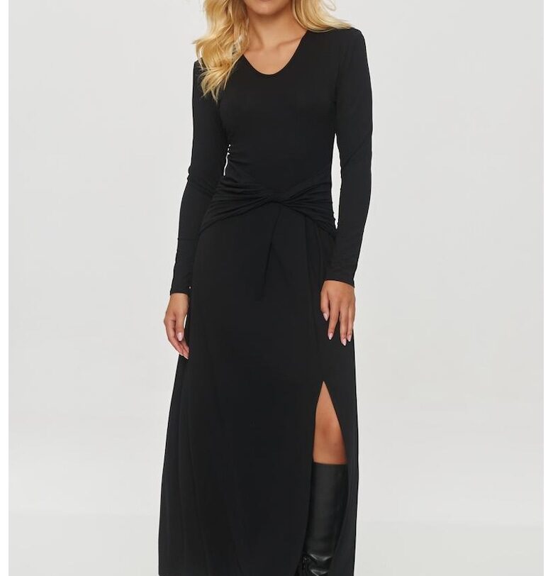 Разкроена рокля с усукан детайл Makadamia