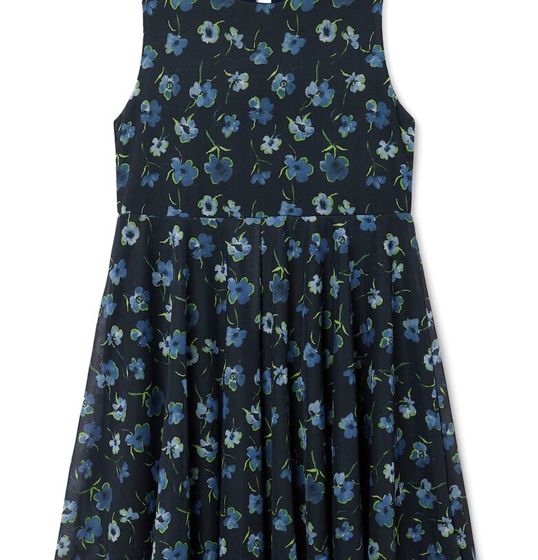 Разкроена рокля с флорален десен - Тъмносин DESIGUAL