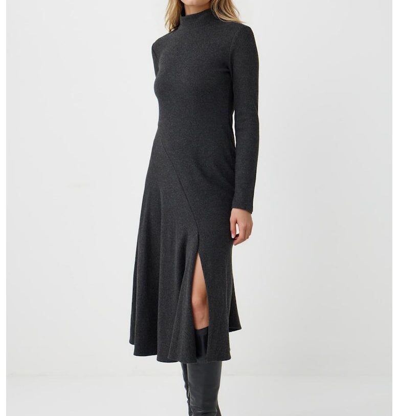 Разкроена рокля с цепка встрани - Антрацитно сиво JIMMY KEY