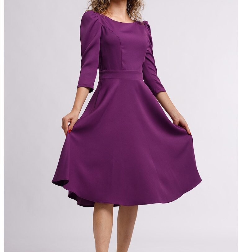 Разкроена рокля с цип - Виолетов CAMISSI