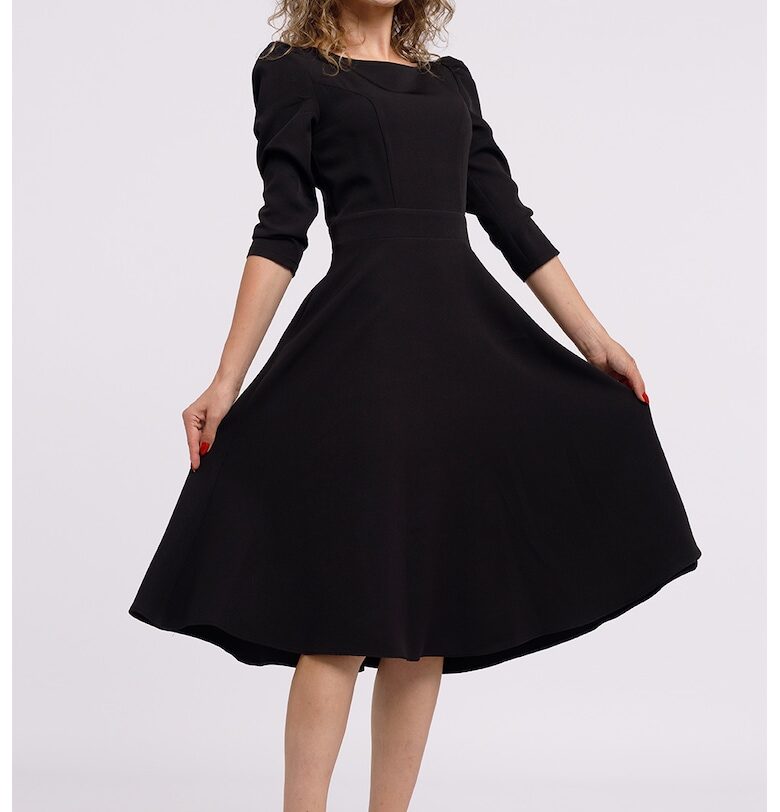 Разкроена рокля с цип - Черен CAMISSI