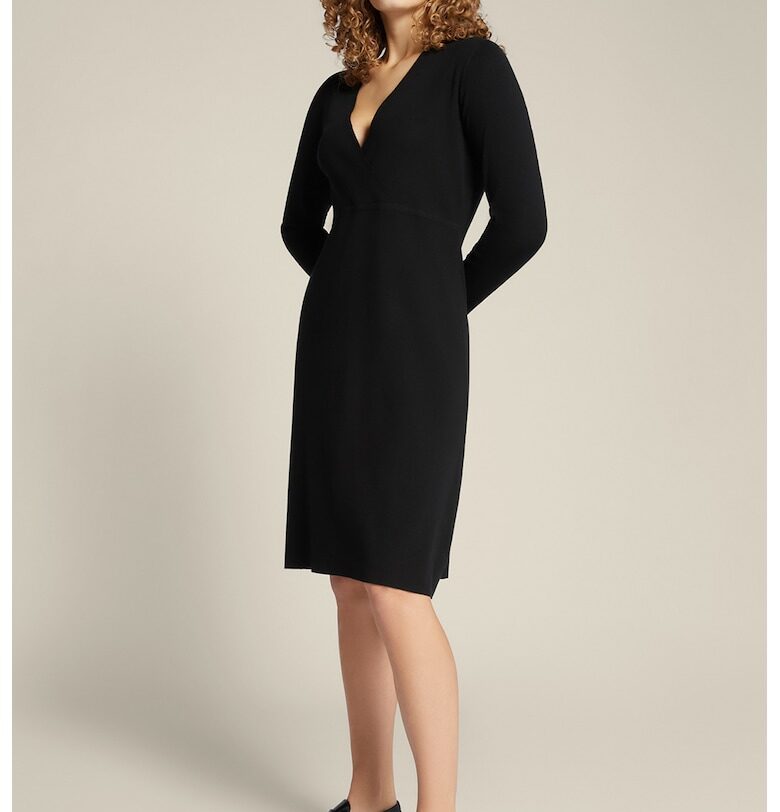 Разкроена рокля с шпиц - Черен ELENA MIRO