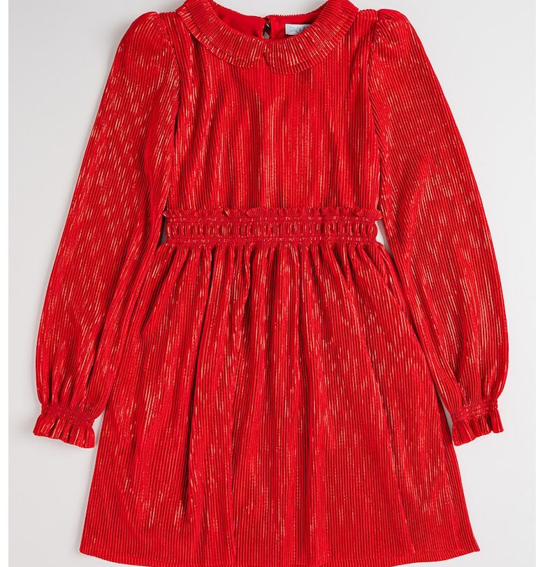 Разкроена рокля с яка Peter Pan - Аленочервен Abel  Lula