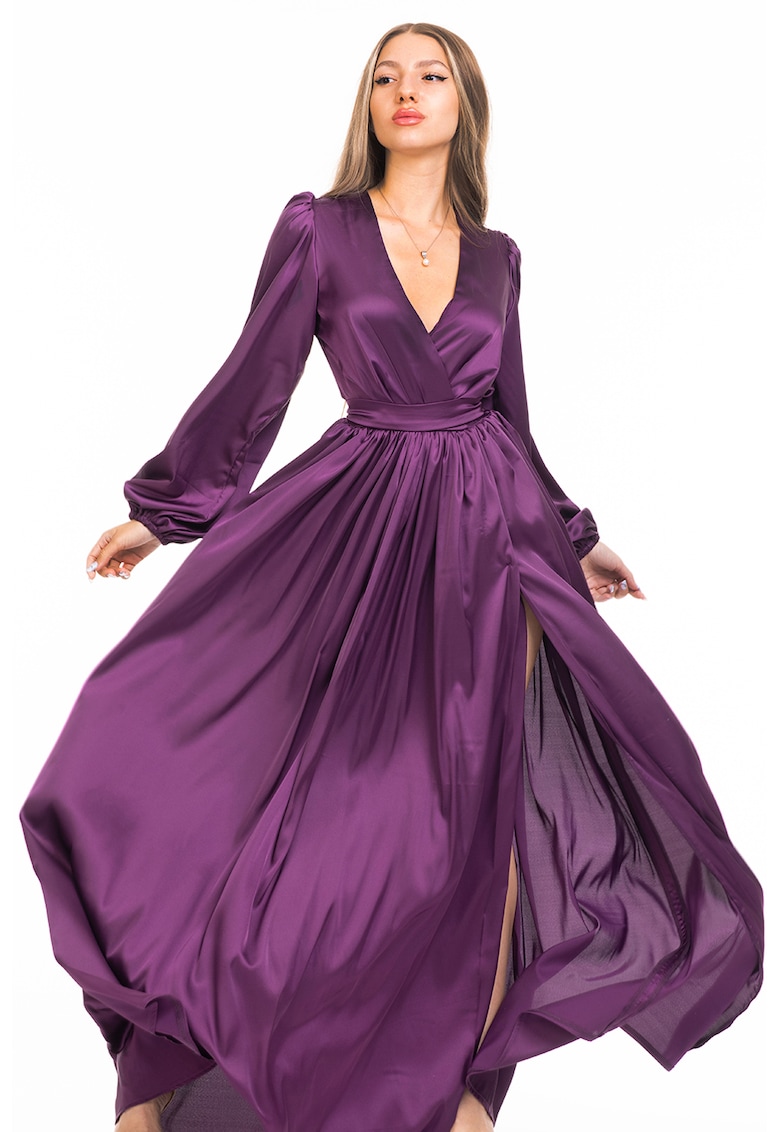 Разкроена рокля със застъпено деколте и шлиц - Аметист CAMISSI