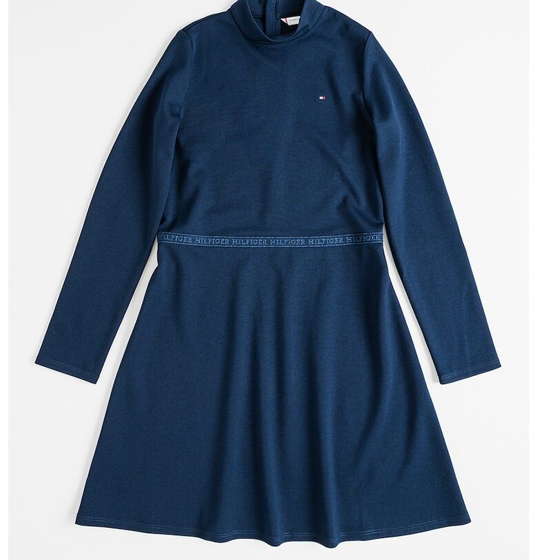 Разкроена рокля със средновисока яка - Тъмносин Tommy Hilfiger
