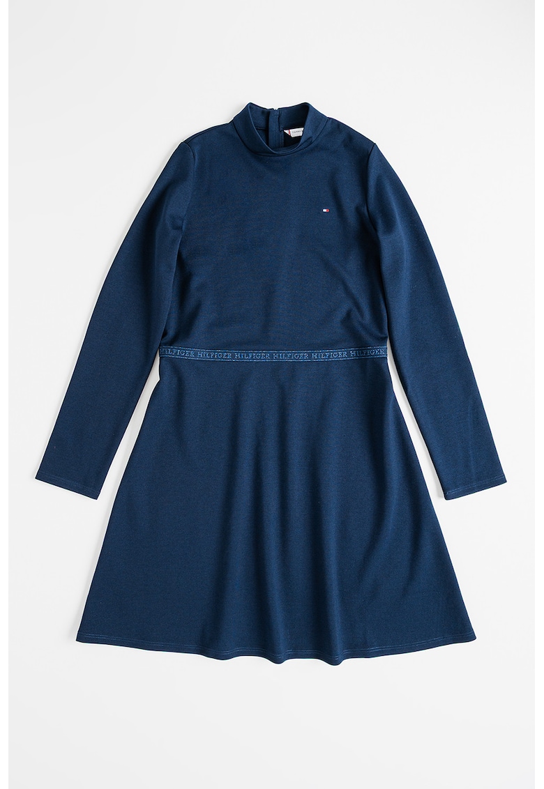 Разкроена рокля със средновисока яка - Тъмносин Tommy Hilfiger