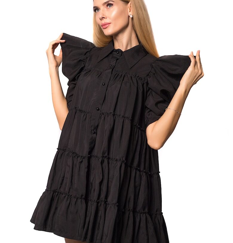 Разкроена рокля тип риза Anisia - Черен ESSTEFFA