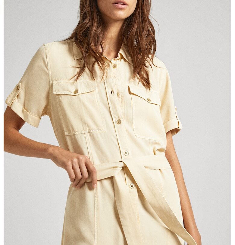 Разкроена рокля тип риза - Бежов Pepe Jeans London