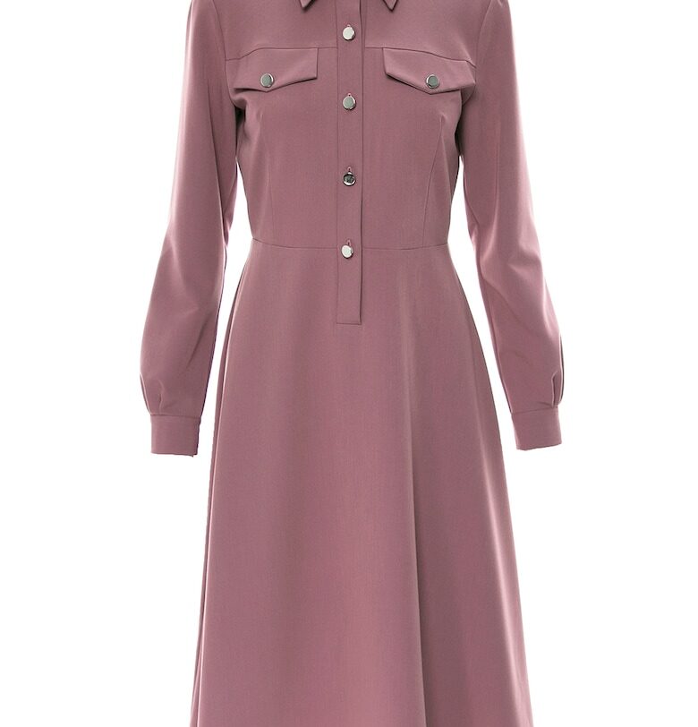 Разкроена рокля тип риза - Бледа лила Noria Anis