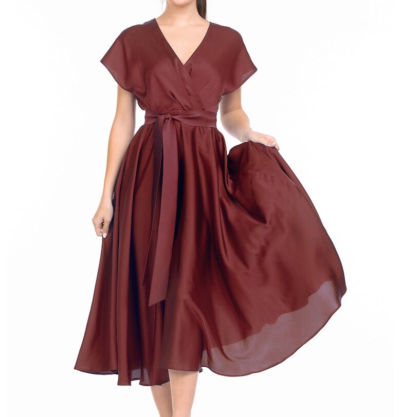 Разкроена сатинирана миди рокля CAMISSI