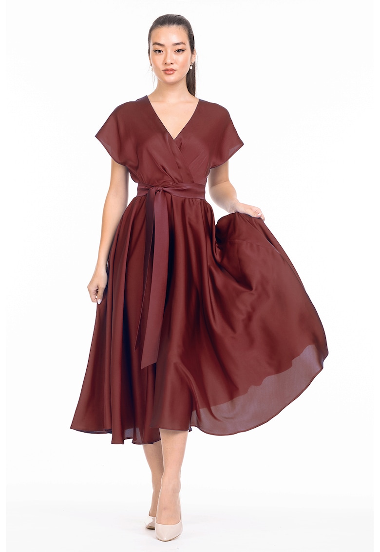 Разкроена сатинирана миди рокля CAMISSI