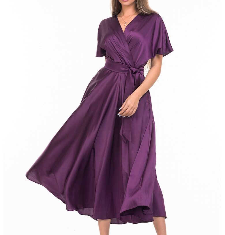 Разкроена сатинирана миди рокля CAMISSI