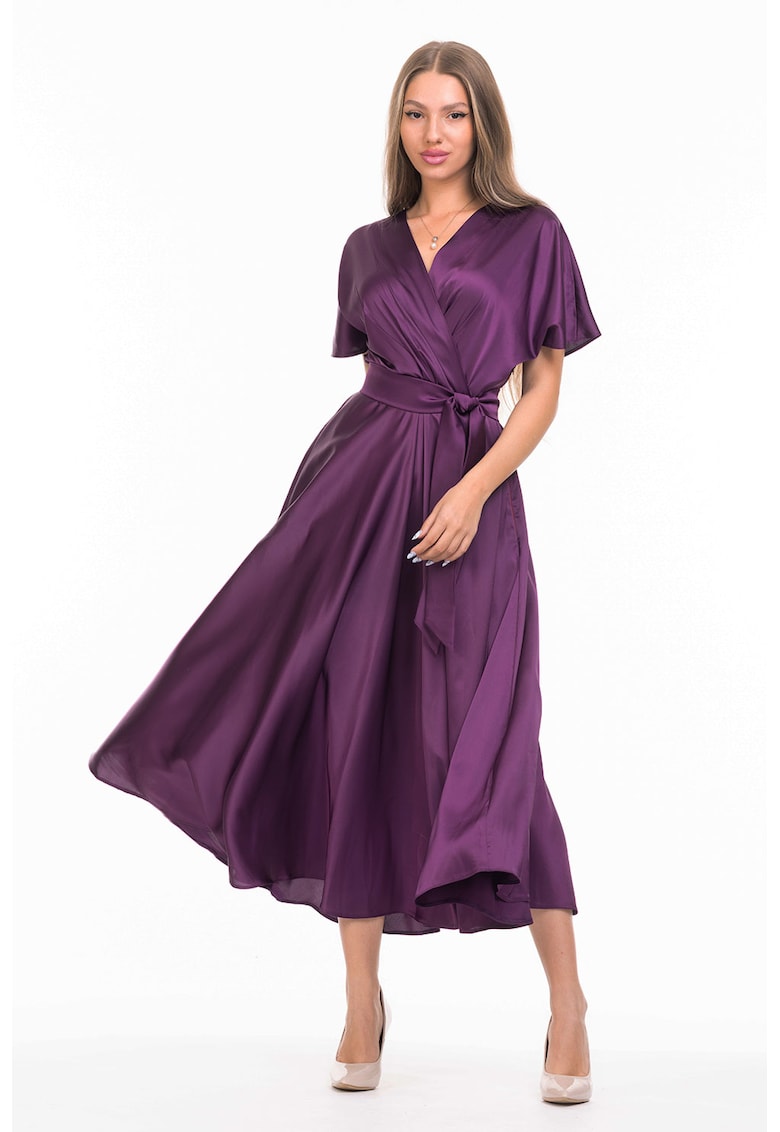 Разкроена сатинирана миди рокля CAMISSI