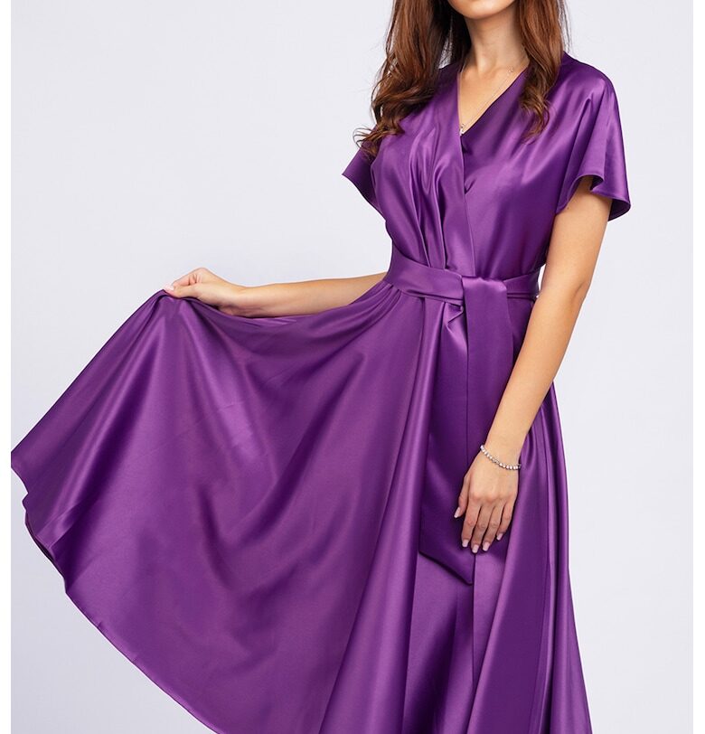 Разкроена сатинирана миди рокля CAMISSI