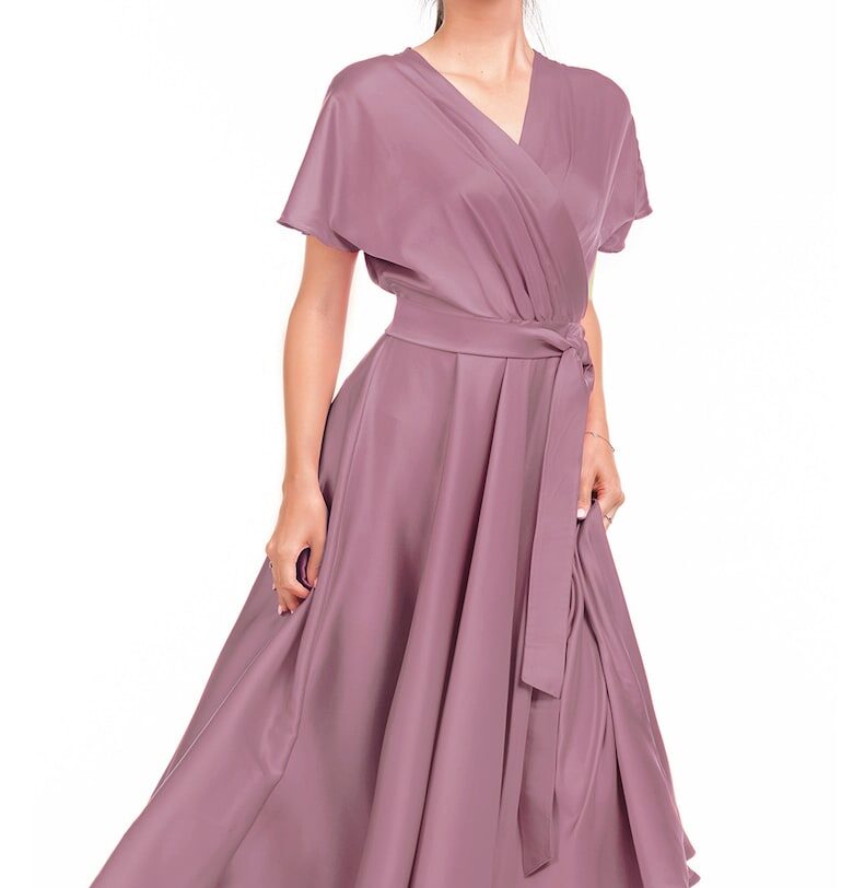 Разкроена сатинирана миди рокля CAMISSI