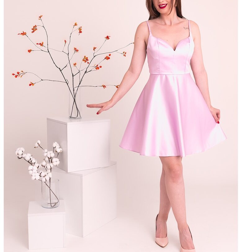 Разкроена сатинирана рокля Lily - Лилав Ilona Andreoiu