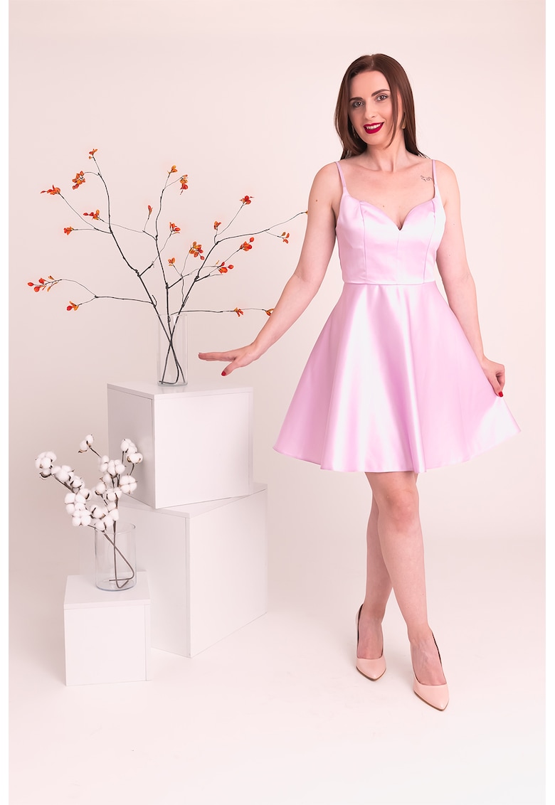 Разкроена сатинирана рокля Lily - Лилав Ilona Andreoiu