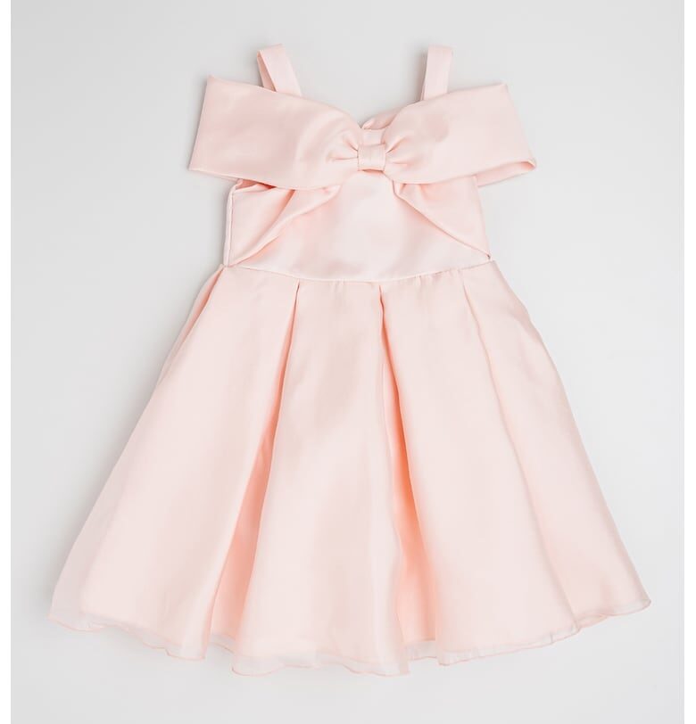 Разкроена тюлена рокля с панделка - Пастелнорозов Abel  Lula