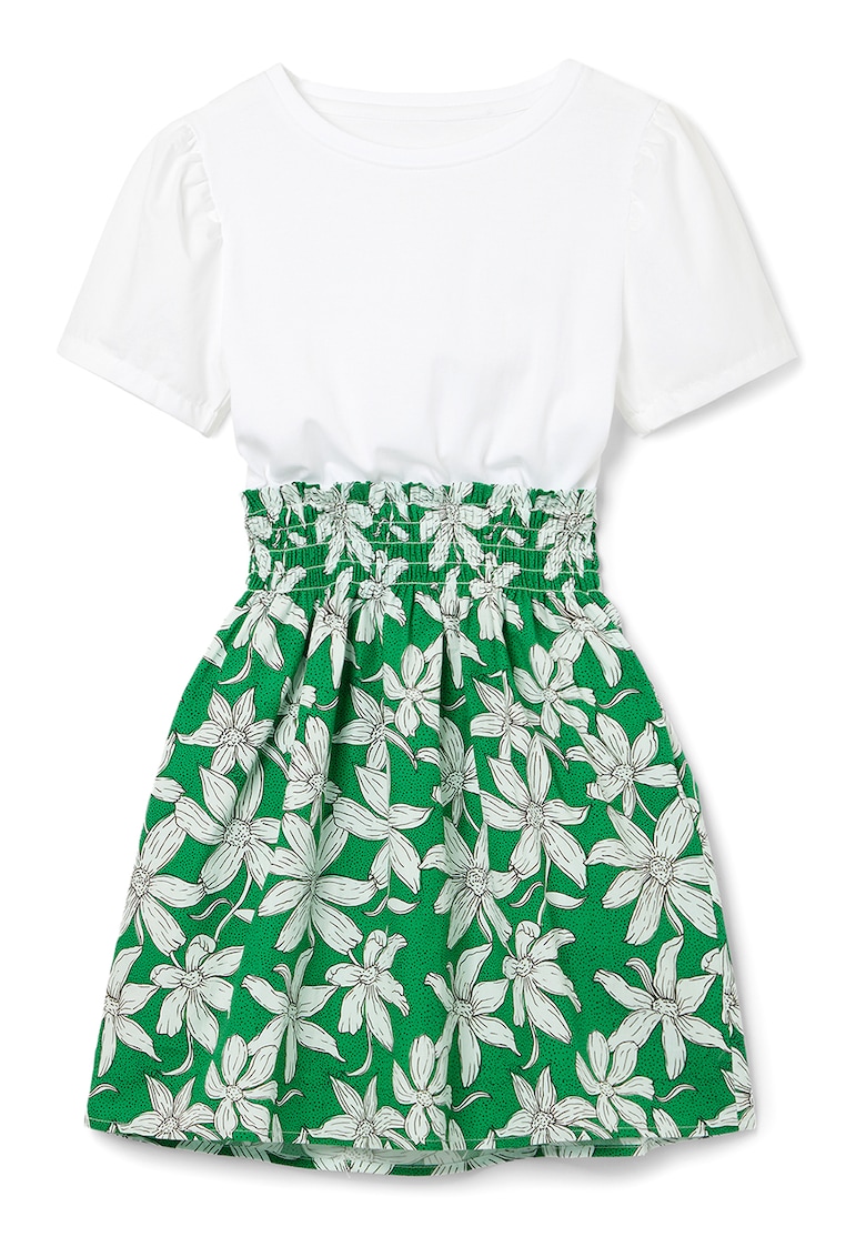 Разкроена флорална рокля - Бял/Зелен DESIGUAL