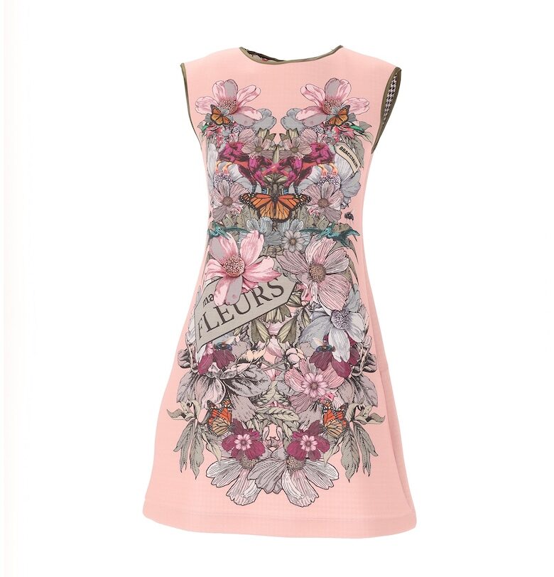 Разкроена флорална рокля - Зелен/Виолетов/Светлорозов BRACCIALINI