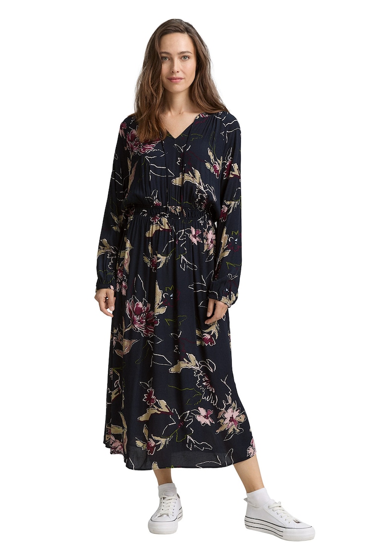Разкроена флорална рокля - Розово/Тъмносин Tom Tailor