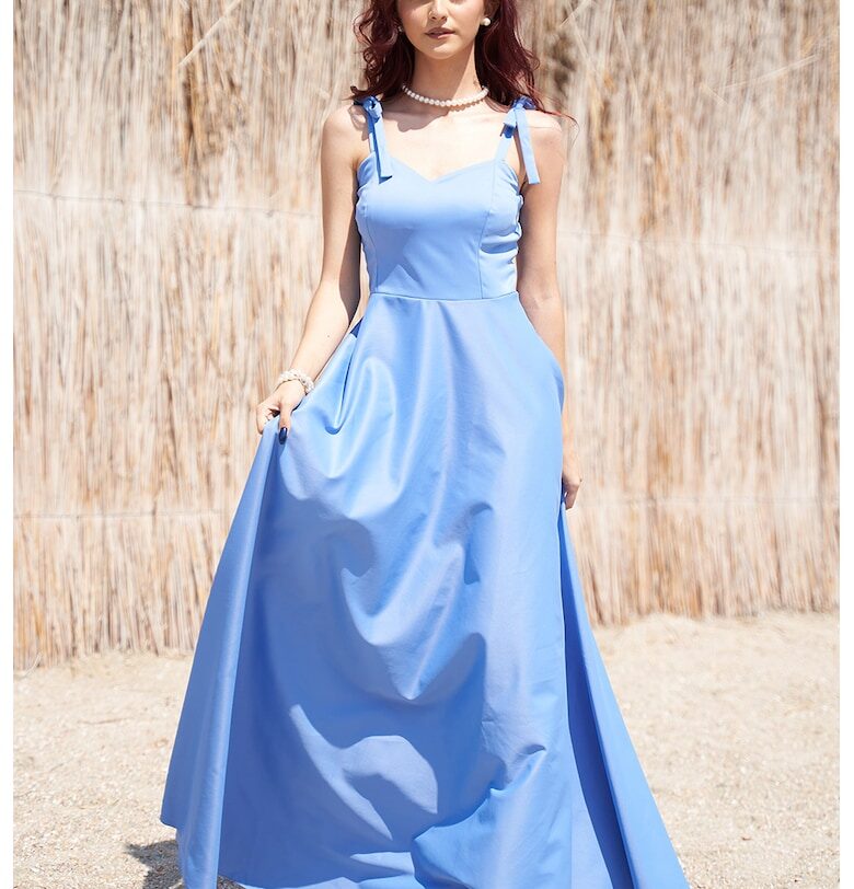 Разкроена шпиц рокля Antonia - Светлосин Ilona Andreoiu