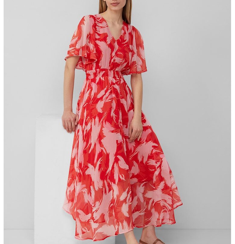 Разкроена шпиц рокля - Червен/Розово sOliver