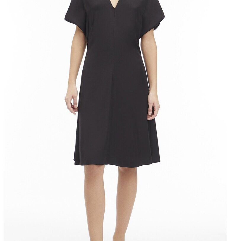 Разкроена шпиц рокля - Черен CALVIN KLEIN