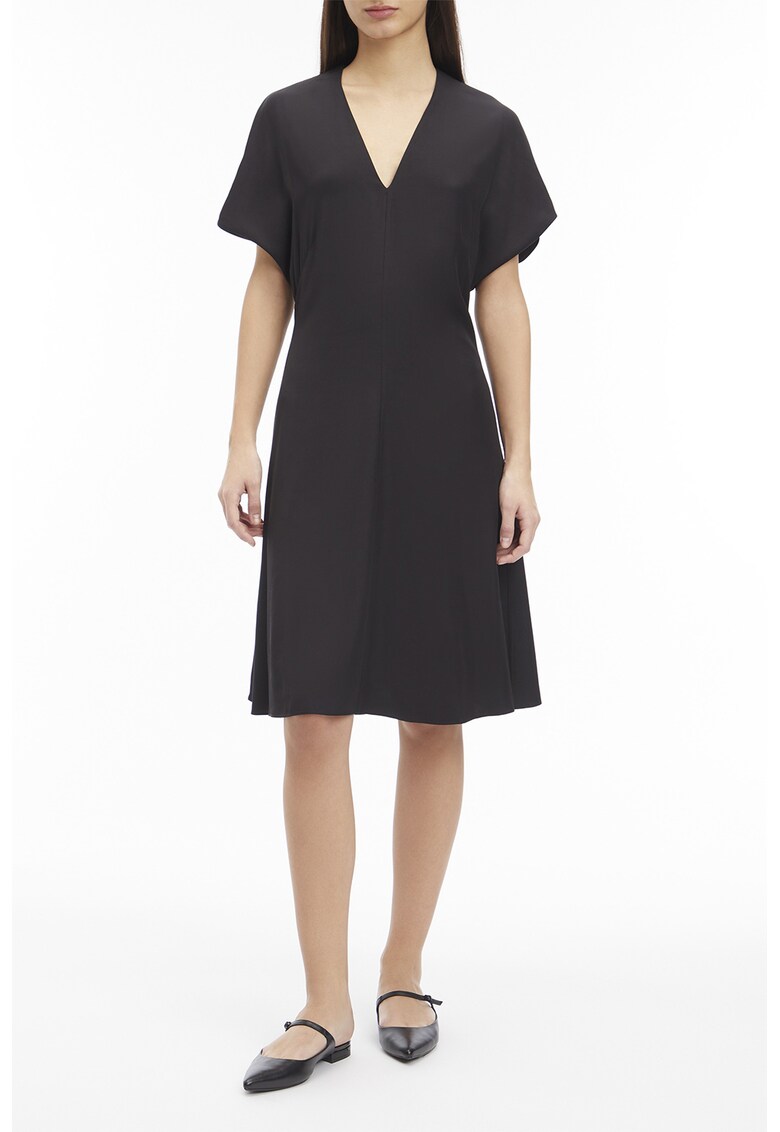 Разкроена шпиц рокля - Черен CALVIN KLEIN