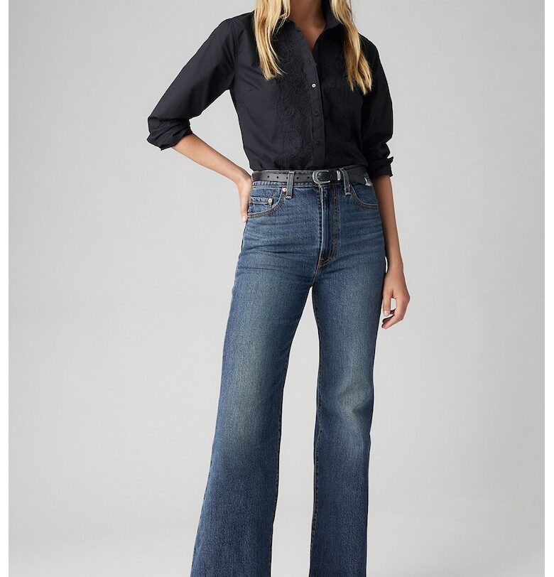 Разкроени дънки Ribcage с висока талия - Тъмносин Levis