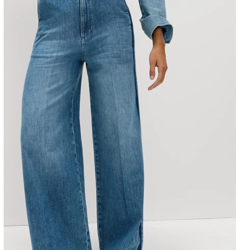 Разкроени дънки с висока талия - Светлосин Marks  Spencer