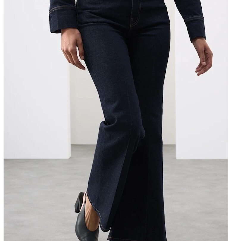 Разкроени дънки с висока талия - Тъмносин Marks  Spencer