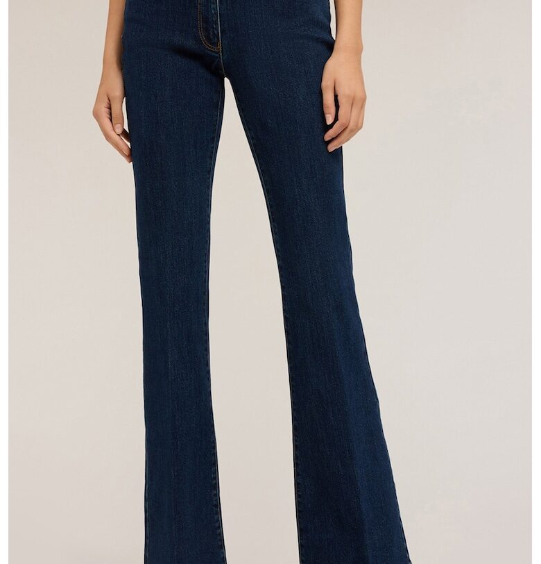 Разкроени дънки с висока талия - Тъмносин Motivi