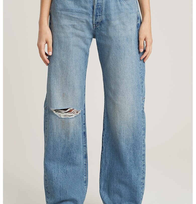 Разкроени дънки с протрит детайл - Светлосин G-STAR