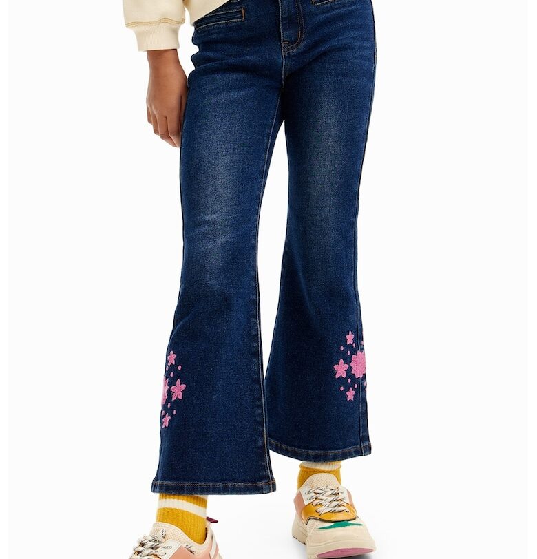 Разкроени дънки с флорални детайли DESIGUAL