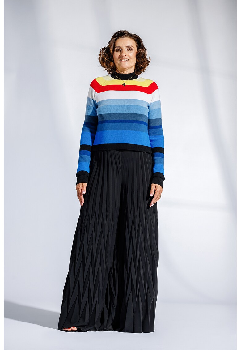 Раиран вълнен пуловер Euphoria - Червен/Бял/Син Laneria