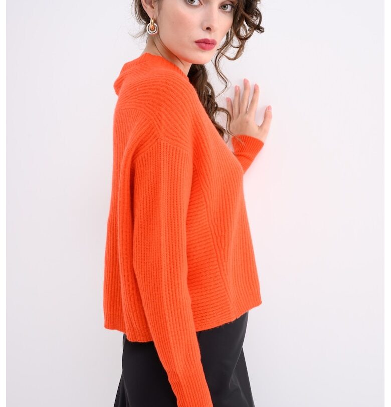 Раиран кашмирен пуловер - Червен MaxCo