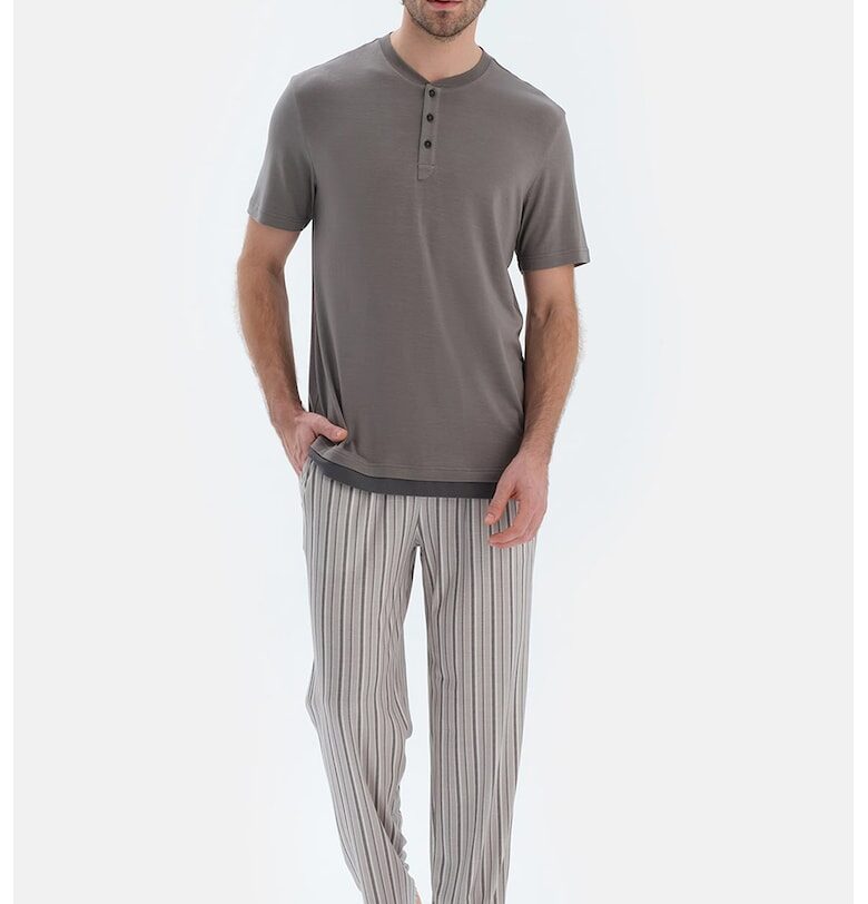 Раиран пижама с лиосел - Сив/Мръснобял DAGI