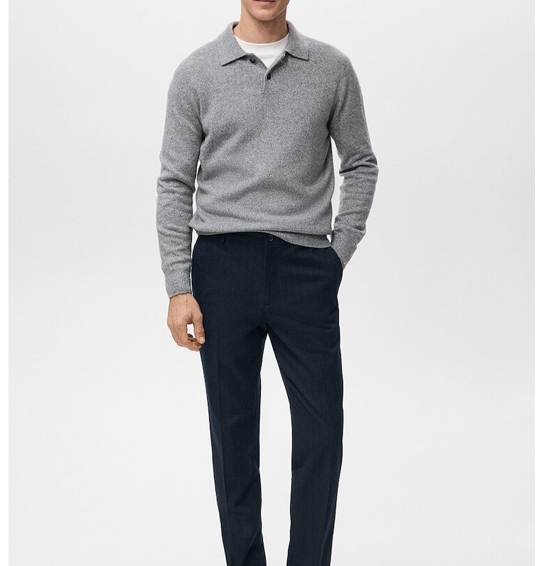 Раиран слим панталон - Тъмносин Mango