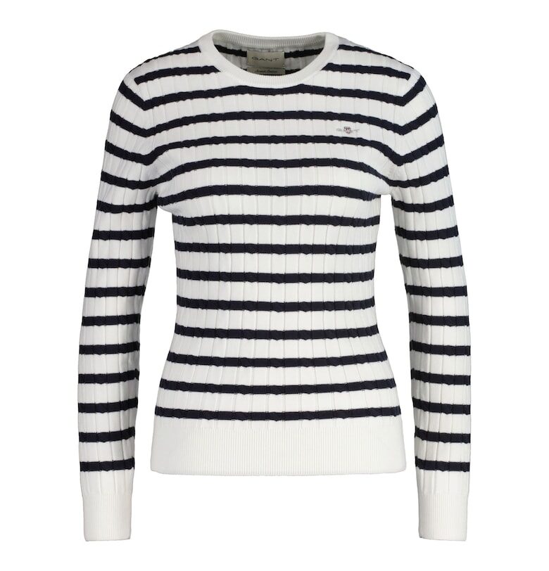 Раиран суитшърт с памук - Бял Gant