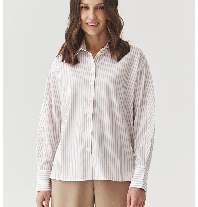 Раирана блуза с дълги ръкави - Мръснобял/Прашно розово Tatuum