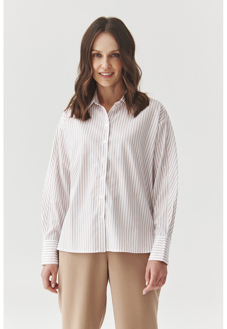 Раирана блуза с дълги ръкави - Мръснобял/Прашно розово Tatuum