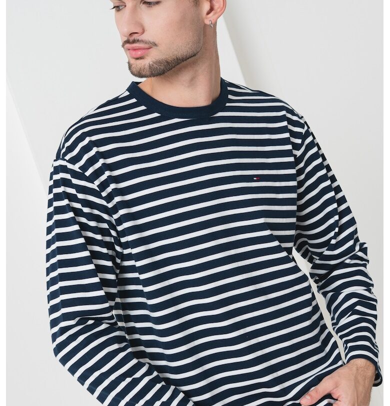 Раирана блуза с органичен памук - Бял/Ултрамарин синьо Tommy Jeans