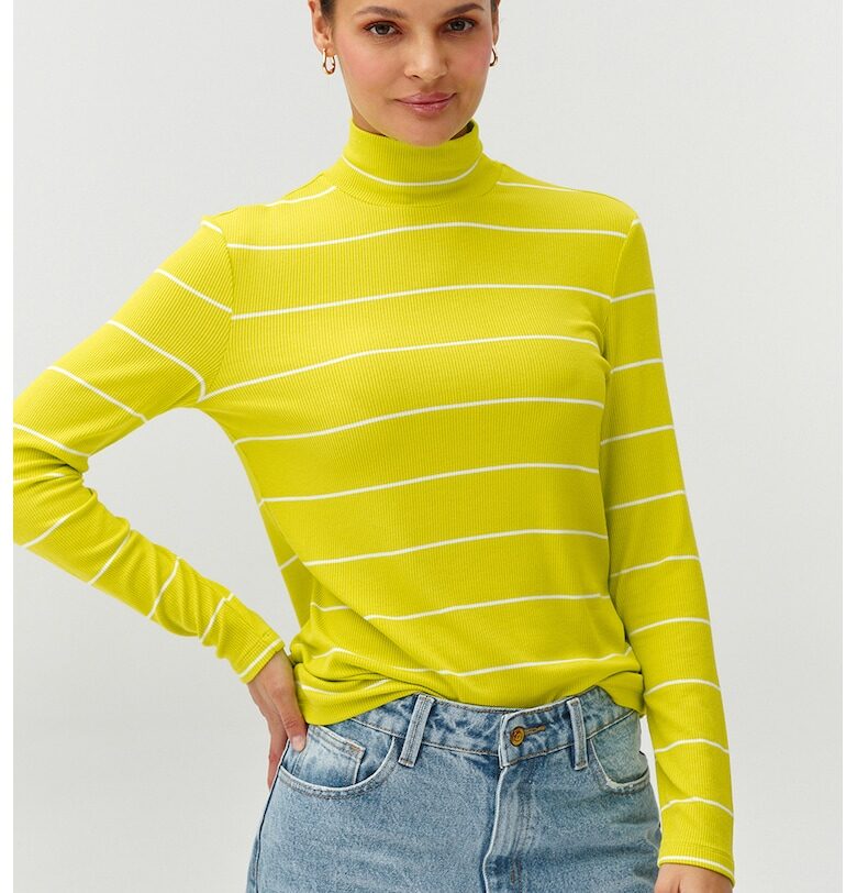 Раирана блуза с рипс - Бял/Жълт Tatuum