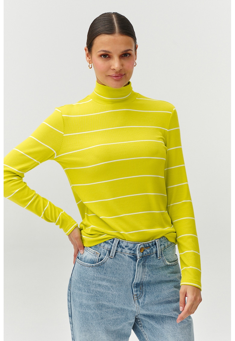 Раирана блуза с рипс - Бял/Жълт Tatuum